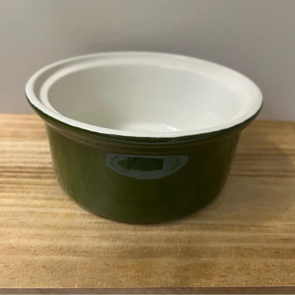 Vintage Hall China 66 Individual Casserole Dish with Lid in Green 6”